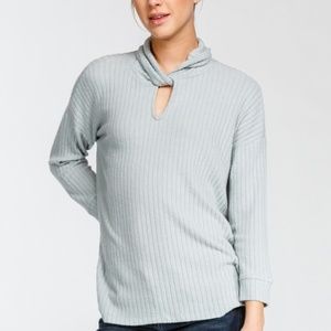 Brushed Knit Twist Neck Top